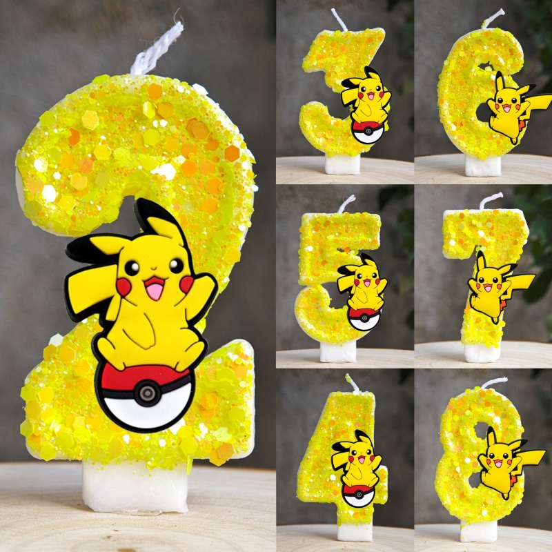 Zebra Candle Supplies - بوكيمون بيكاتشو شمعة الكرتون 0-9 عدد